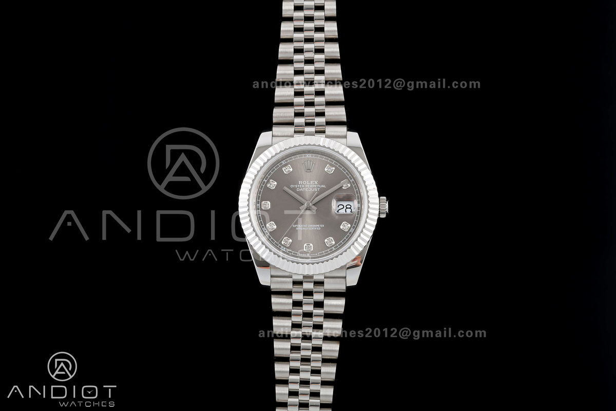 DateJust 41 126334 QF 1:1 Best Edition Gray Diamonds Dial on Jubilee Bracelet JH3235 (Free Sprung)